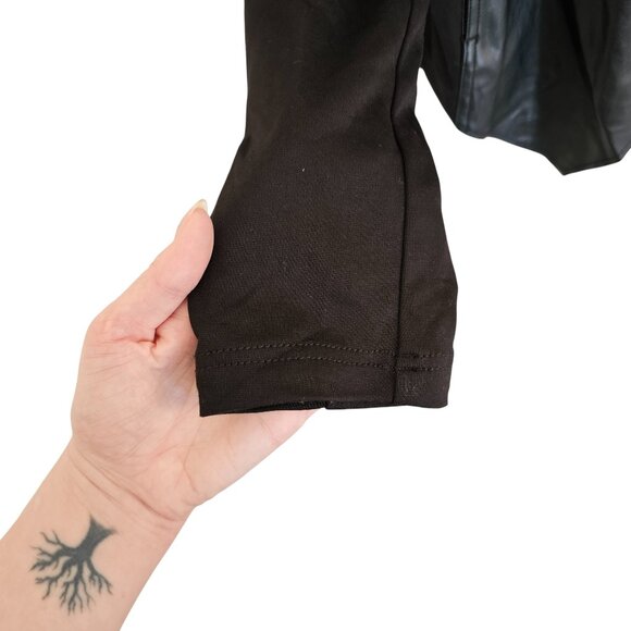 KUT From The Kloth Black Faux Leather Open Front Cardigan Sz M - Picture 3 of 9